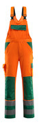 07169-860-1403 Salopette avec poches genouillères - Hi-vis orange/Vert bouteille
