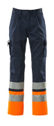 12379-430-0114 Pantalon avec poches genouillères - Marine/Hi-vis orange