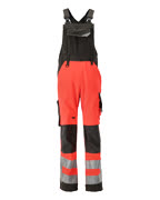 15569-860-22218 Amerikaanse overall met kniezakken - hi-vis rood/donkerantraciet