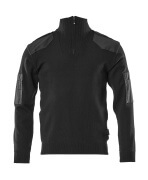17205-939-09 Gebreide trui met korte rits - zwart